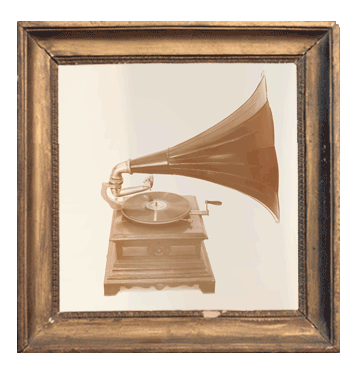 image animée d'un phonographe antique 